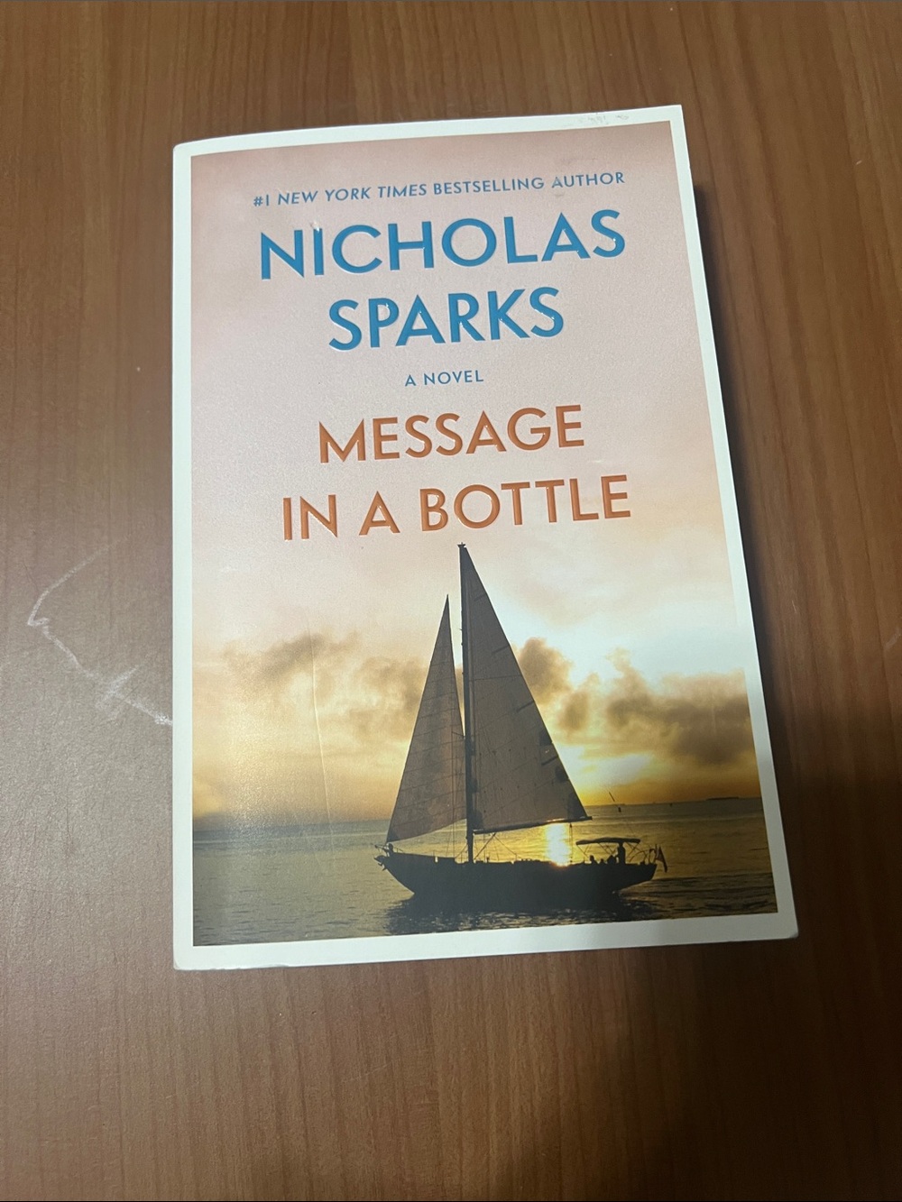 Nicholas Sparks "Message in a Bottle" Paperback - Sunset Sail Cover